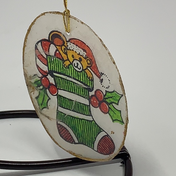 Teddy Bear in Christmas stocking vintage ornament holiday decor - Picture 7 of 14